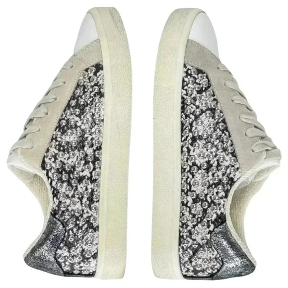 AQUA Womens Sneakers 6M Tess Grey Snake Print Leather Silver Studded - Picture 10 of 16